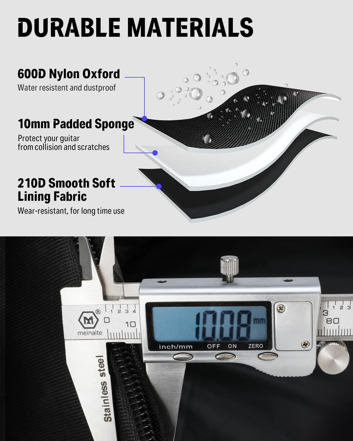 Donner 40 41 Inch Acoustic Guitar Bag, 0.4 Inch Thick Padding Waterproof Guitar Case Gig Bag Adjustable Shoulder Strap with Back